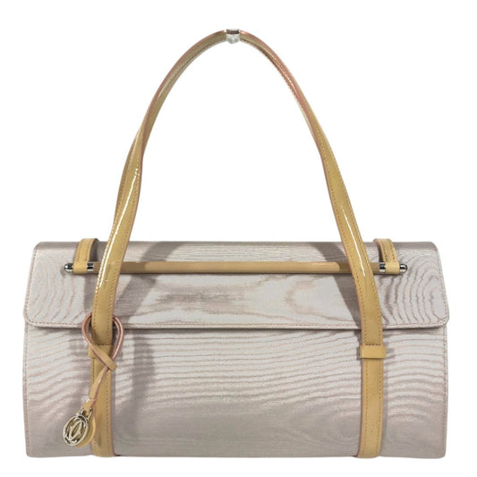CARTIER Cabochon Logo Bag 2WAY Bag Shoulder Bag Hand Bag Canvas / Patent Leather BeigeBased/Pink BeigeBased Used