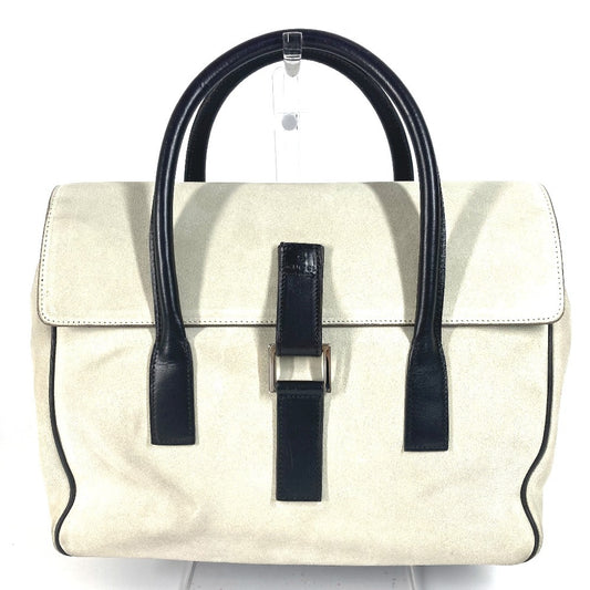 GUCCI 000 0844 Vintage Logo Tote Bag Flap Handbag Suede/Leather Unisex Black