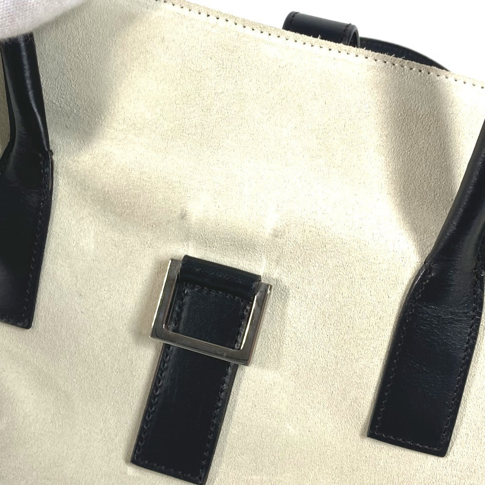 GUCCI 000 0844 Vintage Logo Tote Bag Flap Handbag Suede/Leather Unisex Black