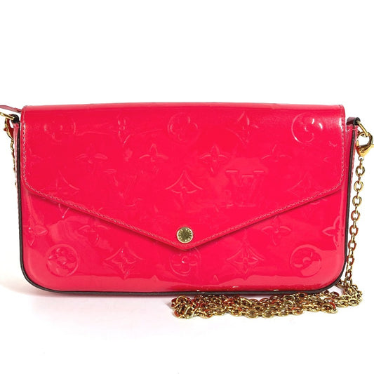 LOUIS VUITTON M61787 Monogram Vernis Pochette Felice Chain Wallet Shoulder Bag Crossbody Pochette Long Wallet Monogram Vernis Ladies Hot Pink Pink
