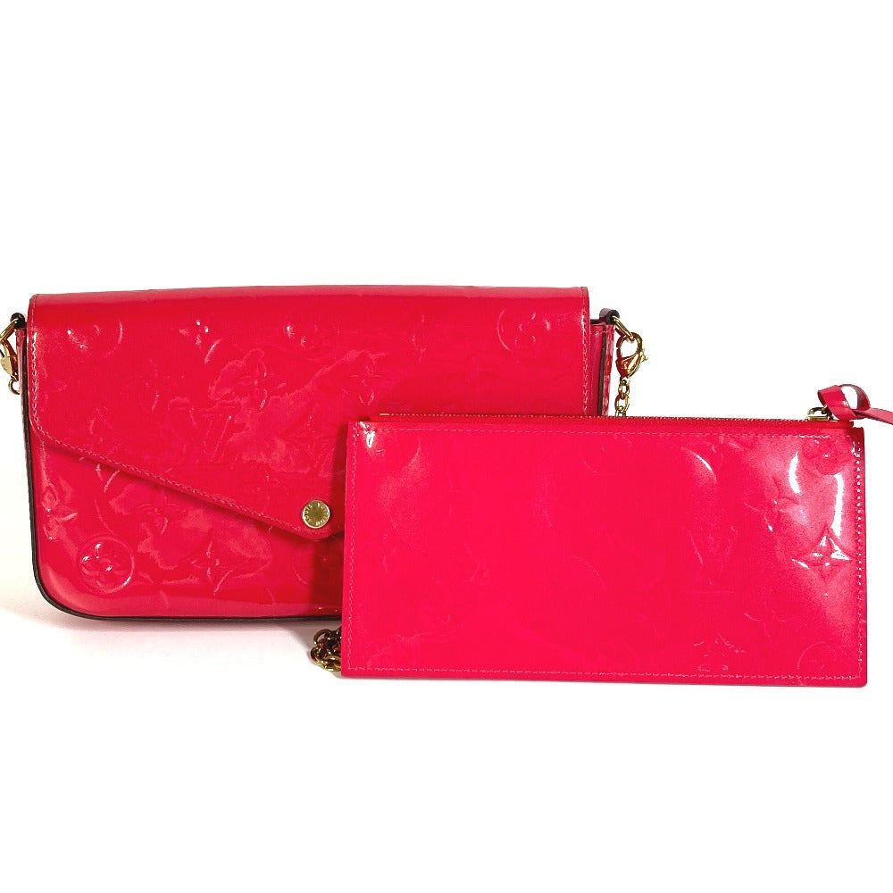 LOUIS VUITTON M61787 Monogram Vernis Pochette Felice Chain Wallet Shoulder Bag Crossbody Pochette Long Wallet Monogram Vernis Ladies Hot Pink Pink