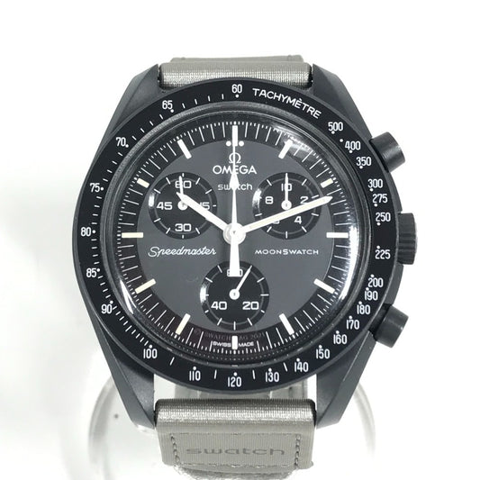 Swatch SO33A100 OMEGA Mission to Mercury Moon Swatch Men's Watch, Comet Watch, Ceramic, Black