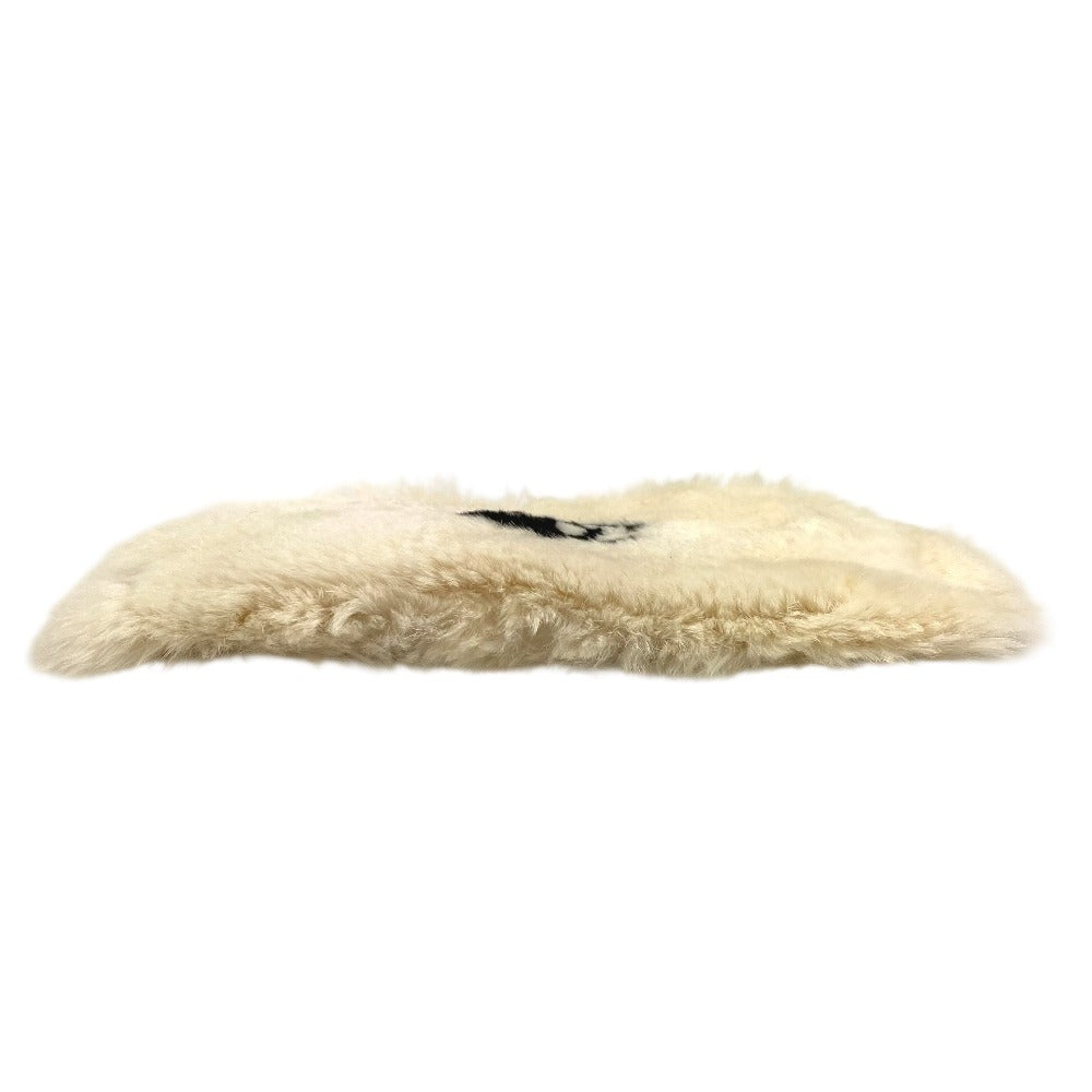 CHANEL Vintage CC Coco Mark Logo Fur Rabbit Bangle Bracelet, Unisex, Black