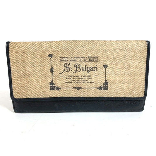 BVLGARI Flap S.bulgari Logo Long Wallet Flap Long Wallet PVC/Leather Unisex Beige