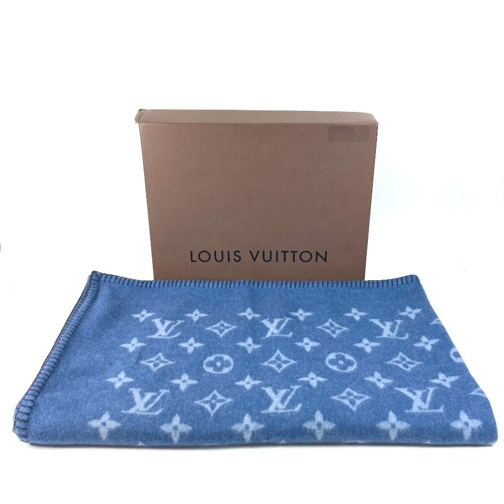 LOUIS VUITTON M75689 Monogram Logo Blanket Interior Blanket Wool Unisex Blue