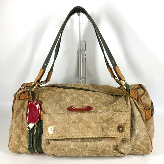 LOUIS VUITTON M95771 モノグラモフラージュリス リス 肩掛け トートバッグ カバン ボストンバッグ ショルダーバッグ モノグラムデニム ユニセックス カーキ
