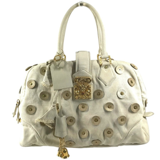 LOUIS VUITTON M95409 ポルカドッツ・パナマ ボウリィ ショルダーバッグ ベル付き カバン 肩掛け ボストンバッグ ハンドバッグ キャンバス レディース ホワイト系