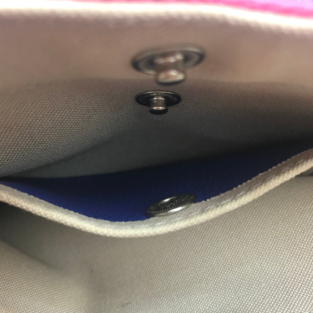 Herve Chapelier バイカラー 舟型 カバン ミニ バッグ ハンドバッグ Pt950 レディース ブルー×ピンク