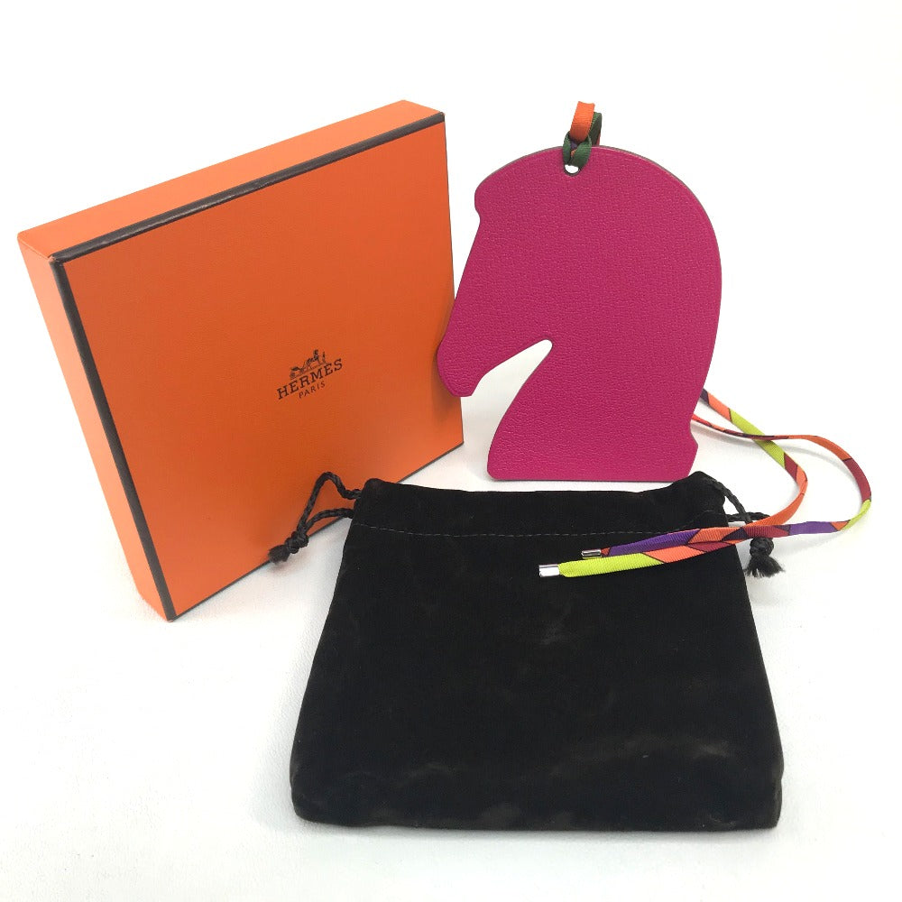 HERMES Samarkand Horse Ornament Charm Chevre Bag for Women, Rose Purple/Orange, Pink Purple/Orange