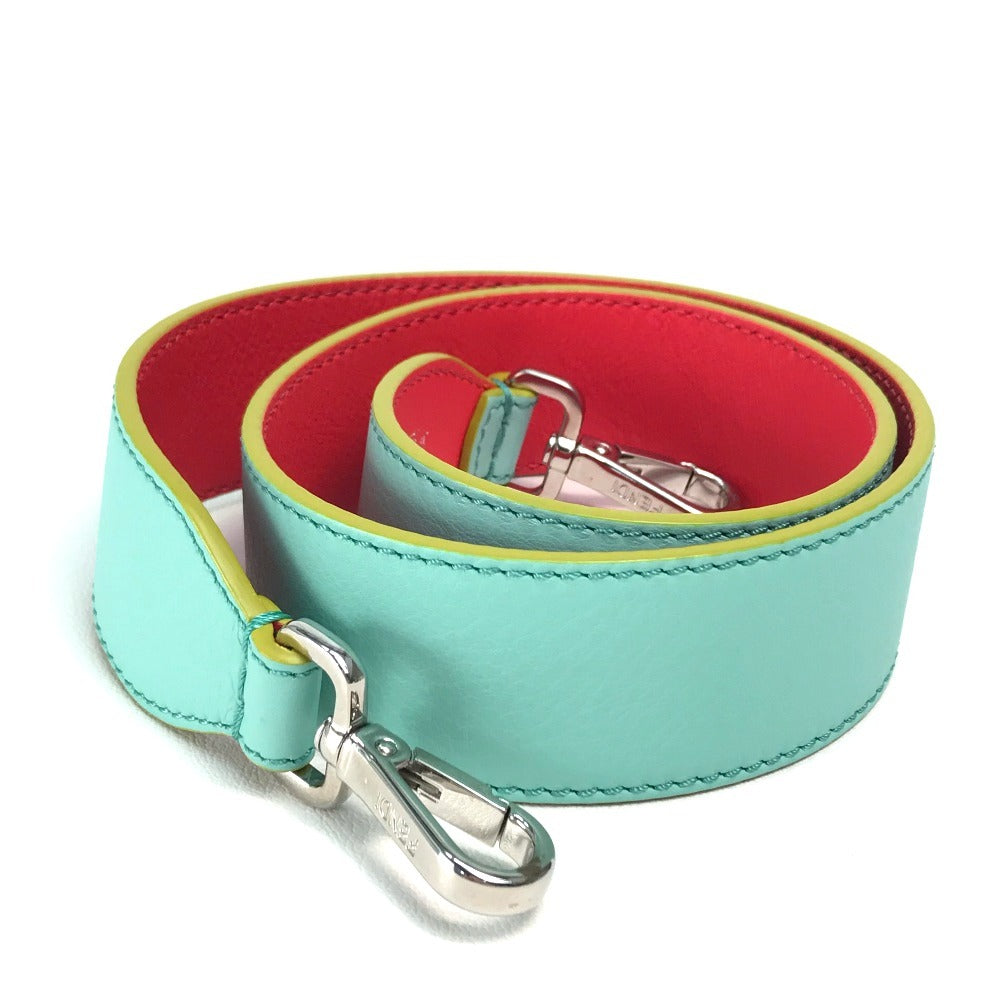 FENDI Two-Tone Strap You Bag Replacement Strap, Leather Shoulder Strap for Women, Light Blue, Orange, and Yellow