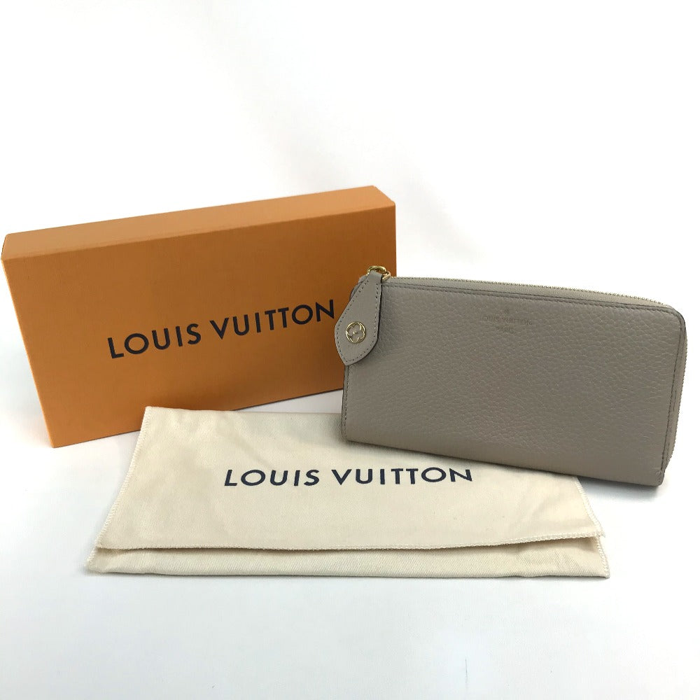 LOUIS VUITTON M63104 Monogram Flower Portefeuille Comete Zippy Wallet, Taurillon Leather, Women's, Gallé, Beige with Gold Hardware