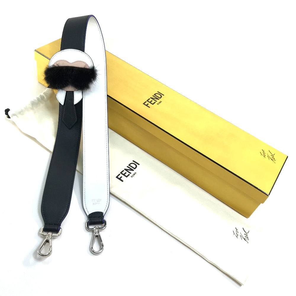 FENDI 8AV0775R7F0X93 Strap You Karlito Karl Lagerfeld Shoulder Strap Leather Women's Black/White/Blue