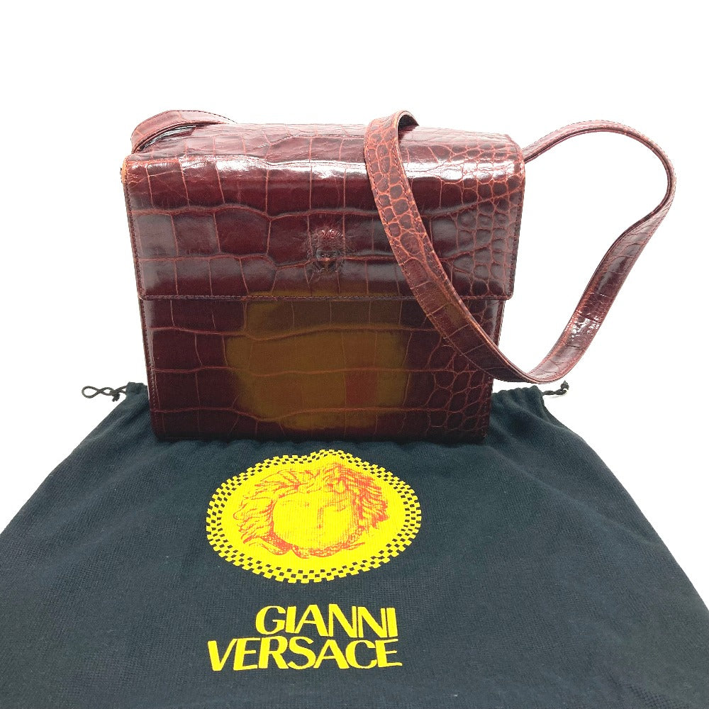VERSACE Medusa Embossed Leather Shoulder Bag, Women's, Bordeaux