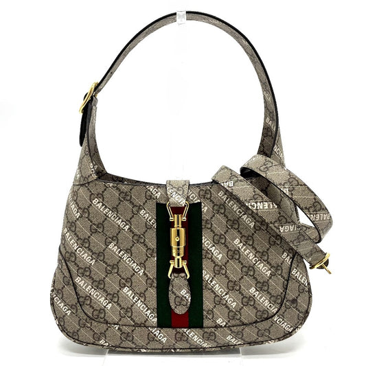GUCCI 636706 Balenciaga The Hacker Project Jackie 1961 2-Way Handbag in GG Supreme Canvas, Beige