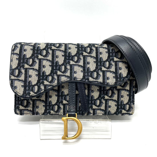 Dior S5619CTZQ_M928 オブリーク トロッター サドル ベルトポーチ カバン ウエストポーチ ボディバッグ ウエストバッグ レザー/キャンバス メンズ ネイビー
