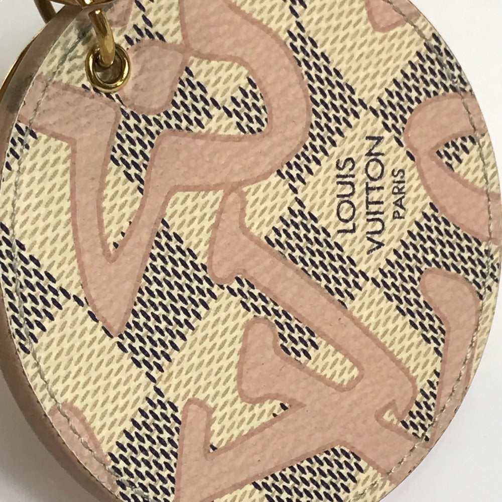 LOUIS VUITTON M61943 Damier Azur Porte-Cleta Isienne Tahiti Charm Keychain Damier Azur Canvas Women's White/Pink