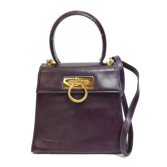 Salvatore Ferragamo ヴァラ ガンチーニ カバン 2WAY ショルダーバッグ ハンドバッグ レザー レディース パープル