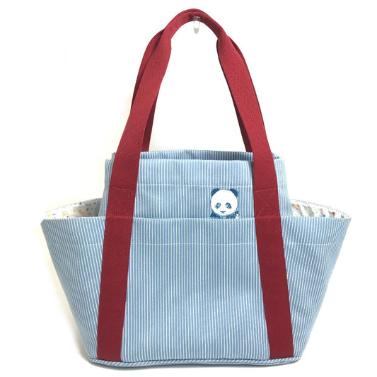 HERMES Panda Passpass Diaper Bag, Bag-in-Bag, Tote Bag, Canvas, Women's, Blue, Blue x Red