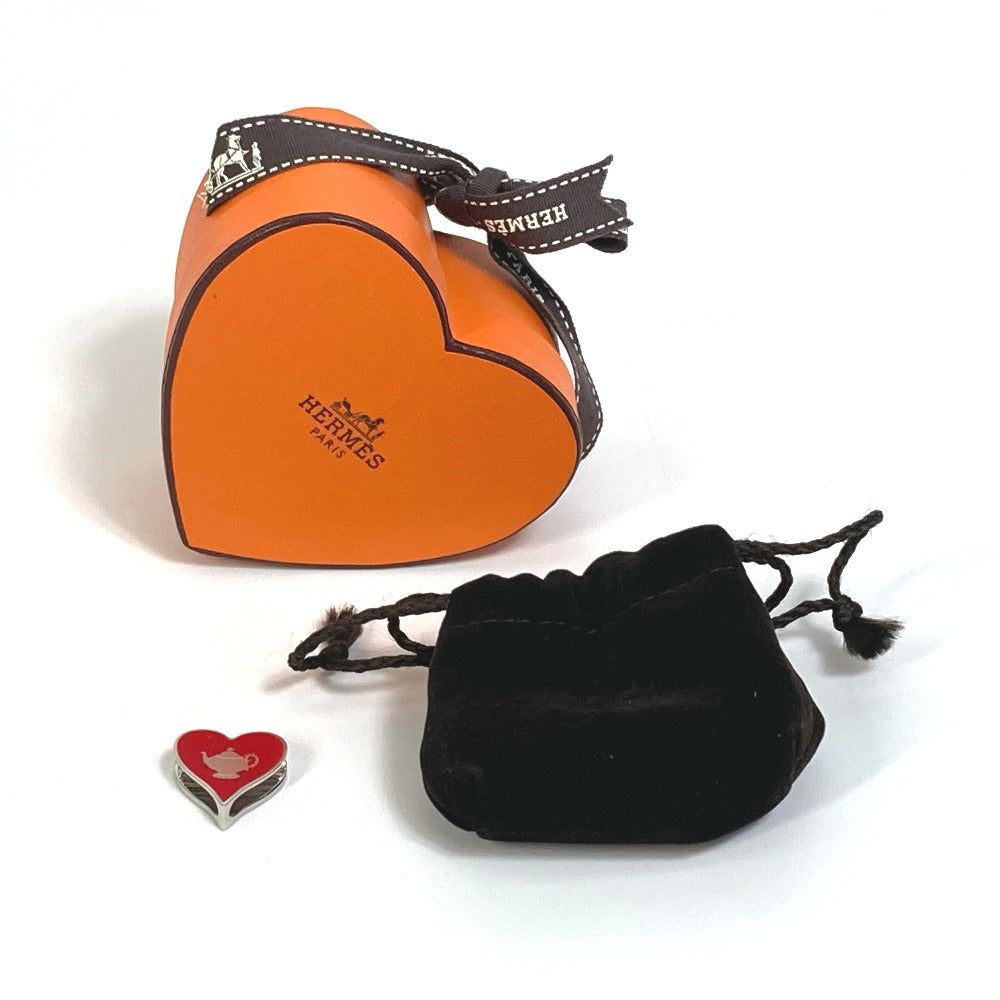 HERMES Heart Motif Tea Time Twilly Ring, Scarf Ring, Metal, Women's, Red