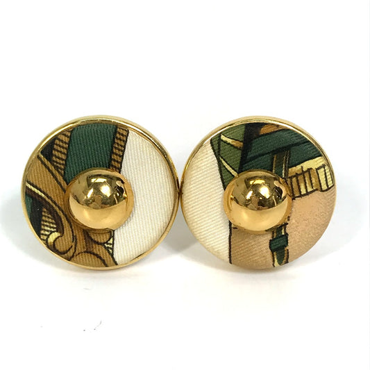 HERMES Round Earrings GP Women's Gold and Multicolor
