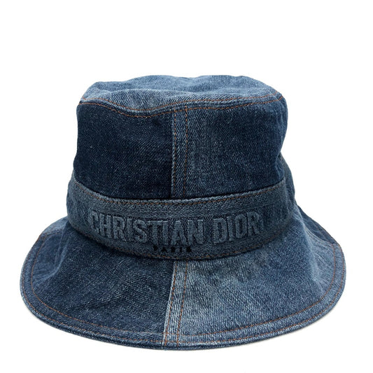 Dior 11DPD923A130 ロゴ パッチワーク バケットハット 帽子/アパレル ハット デニム レディース ブルー