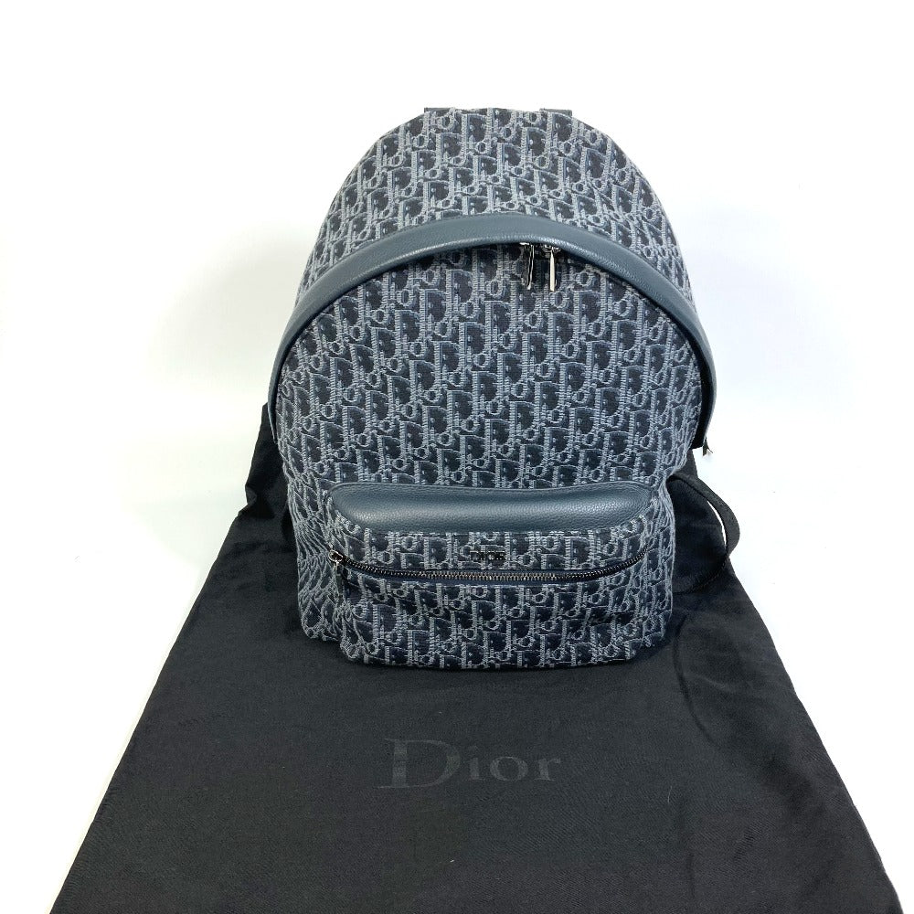 Dior Trotter Oblique Backpack, Canvas/Leather, Men's, Navy