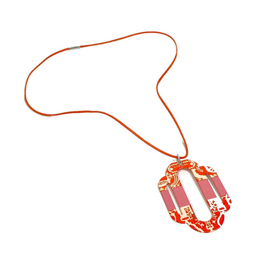HERMES Plate Attourage Necklace, Metal, Women's, Orange