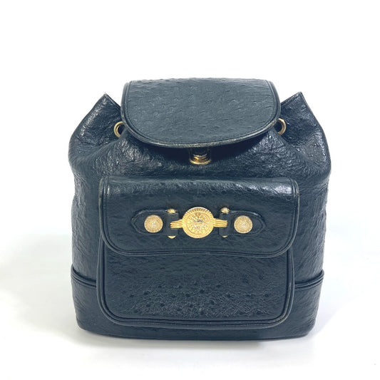 VERSACE サンバースト バックパック カバン ヴィンテージ リュックサック レザー レディース ブラック - brandshop-reference
