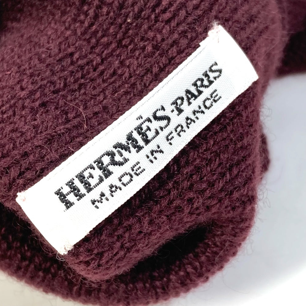 HERMES Apparel Cashmere Gloves for Women, Bordeaux