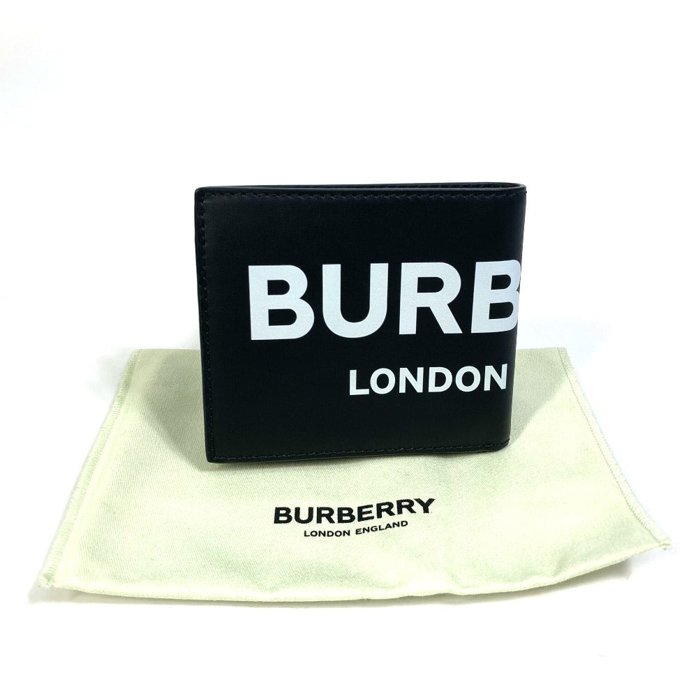 BURBERRY 8013919 ロゴ ウォレット 札入れ 2つ折り財布 レザー メンズ ブラック - brandshop-reference