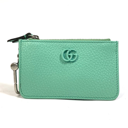 GUCCI 701070 GGマーモント カードケース コインケース レザー レディース グリーン系