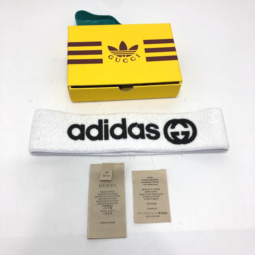 GUCCI 703594 ロゴ アディダス adidas コラボ ヘアアクセサリー/ロゴ ヘアバンド ポリエステル レディース ホワイト