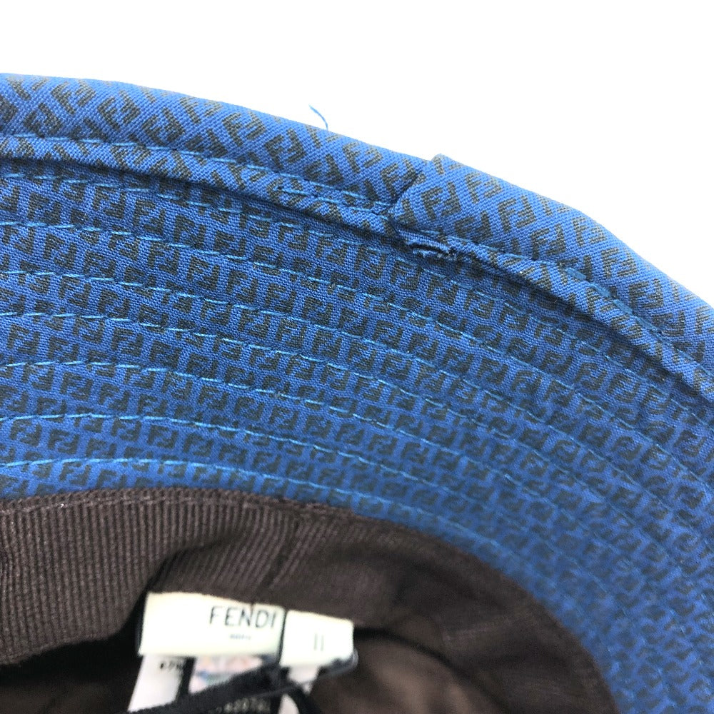 FENDI FSQ104 Zucchino Bucket Hat, Logo, Cotton, Women's, Navy