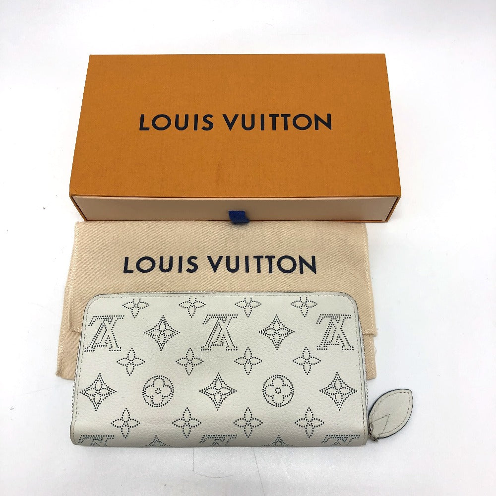 LOUIS VUITTON M69215 Monogram Mahina Zippy Wallet, Round Zipper Long Wallet, Monogram Mahina, Women's, Snow Blue Orange, White