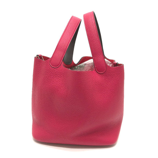 HERMES Picotin Lock Tote Bag MM 22 Togo Handbag Women's Pink