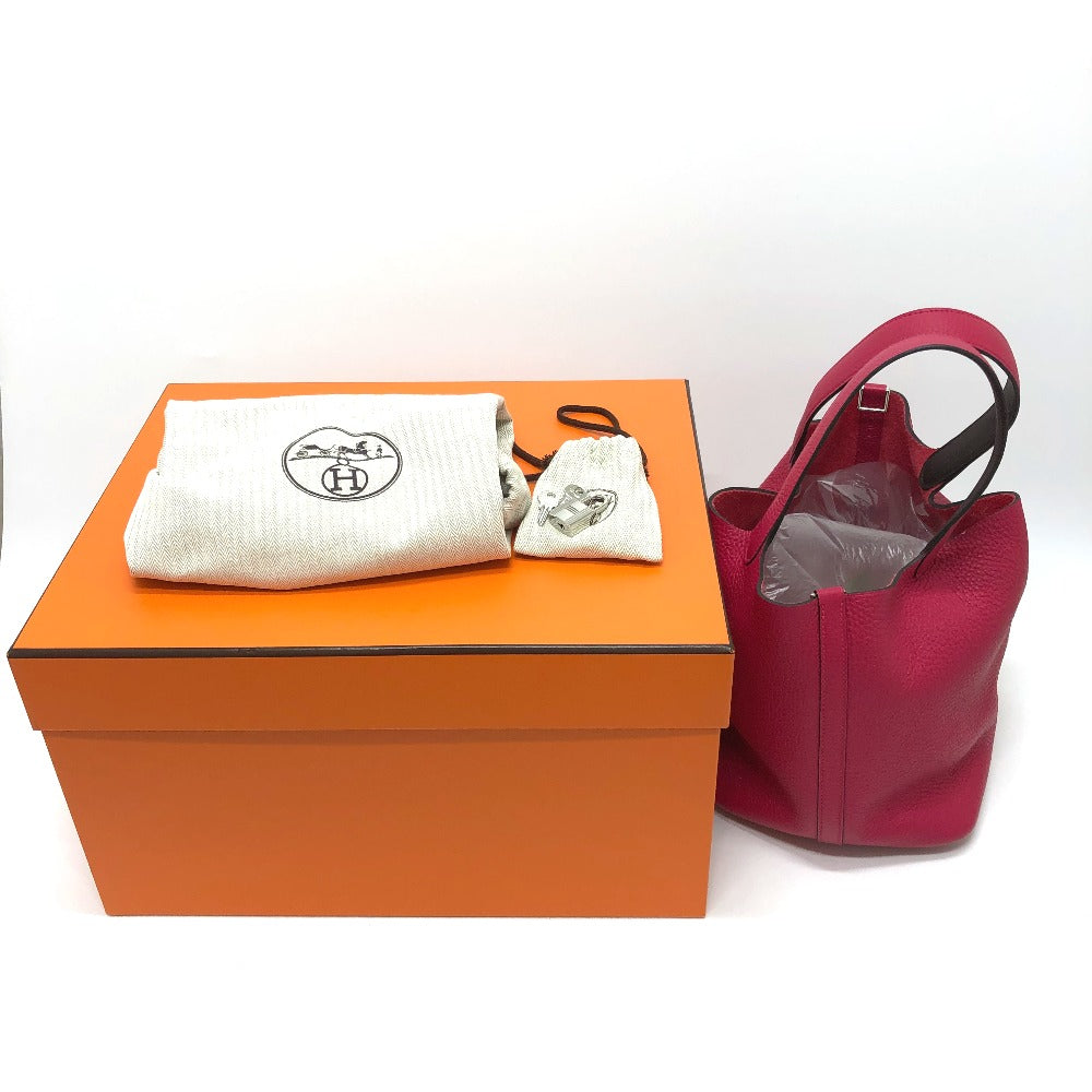 HERMES Picotin Lock Tote Bag MM 22 Togo Handbag Women's Pink