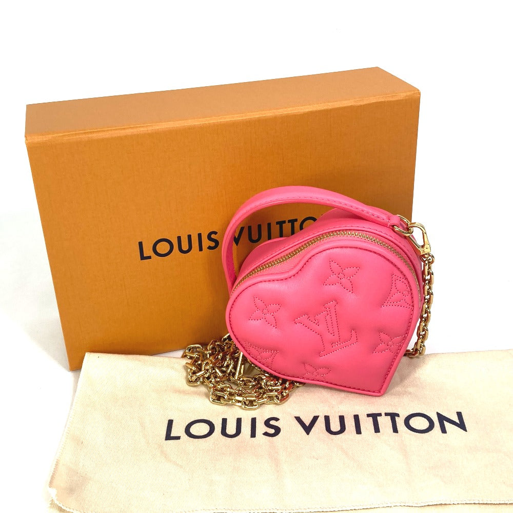 LOUIS VUITTON M81893 Monogram Bubblegram Pop My Heart Pouch Chain Bag, 2-Way Handbag/Shoulder Bag, Leather, Women's, Dragon Fruit Pink