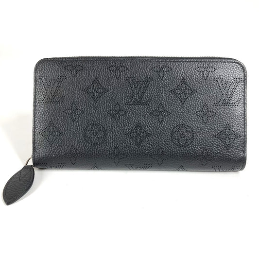 LOUIS VUITTON M61867 Cartera Zippy Monogram Mahina Cartera larga con cremallera redonda Monogram Mahina Mujer Negro