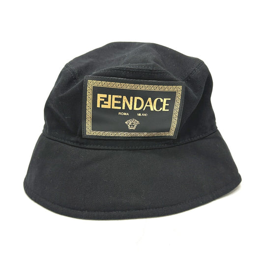 FENDI FXQ801 Versace collaboration logo FENDACE hat, cotton, women's, black