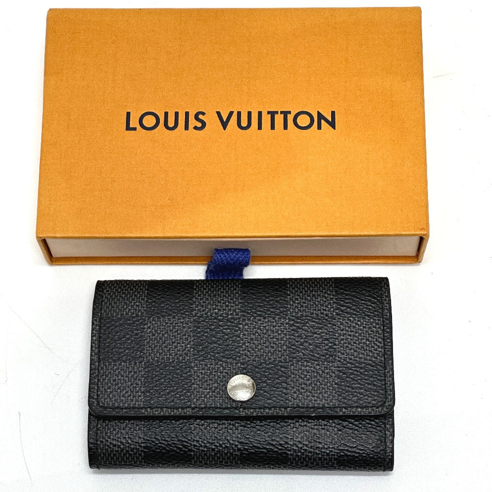 LOUIS VUITTON N62662 Damier Graphite Multicle 6 Key Case in Damier Graphite Canvas, Men's, Black