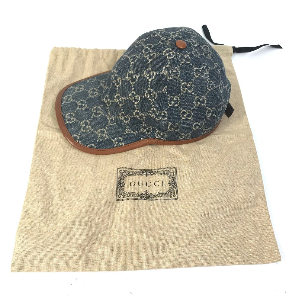 GUCCI 656206 Denim GG Logo Baseball Cap in GG Canvas, Unisex, Navy