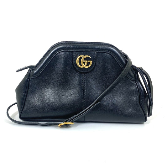 GUCCI 524620 GG Marmont Liber Tiger Cat Head Clutch Bag, Crossbody/Shoulder Bag, Leather, Women's, Black