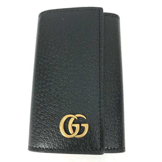 GUCCI 435305 GG Marmont 6-Key Leather Key Case with Key Ring, Women's, Black