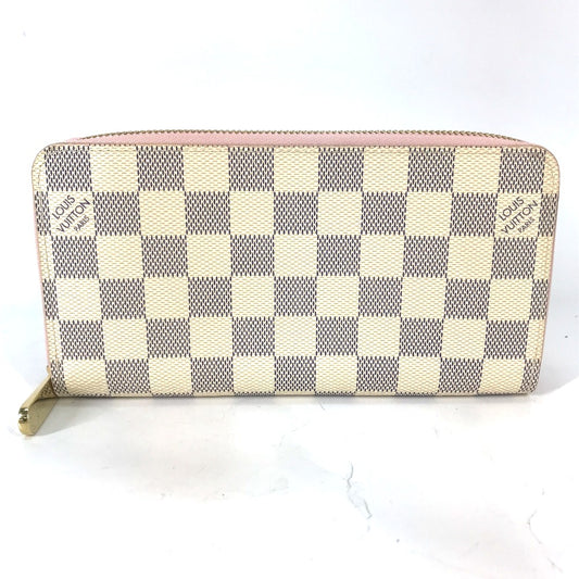 LOUIS VUITTON N63503 Damier Azur Zippy Wallet, Long Wallet with Round Zipper, Damier Azur Canvas, Women's, Rose Ballerine, White