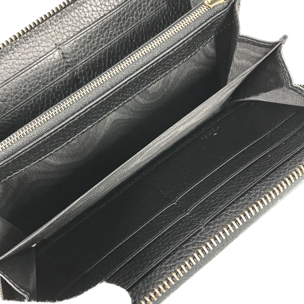 GUCCI 739499 GG Marmont Bamboo Round Zip Long Wallet in Leather, Women's, Navy