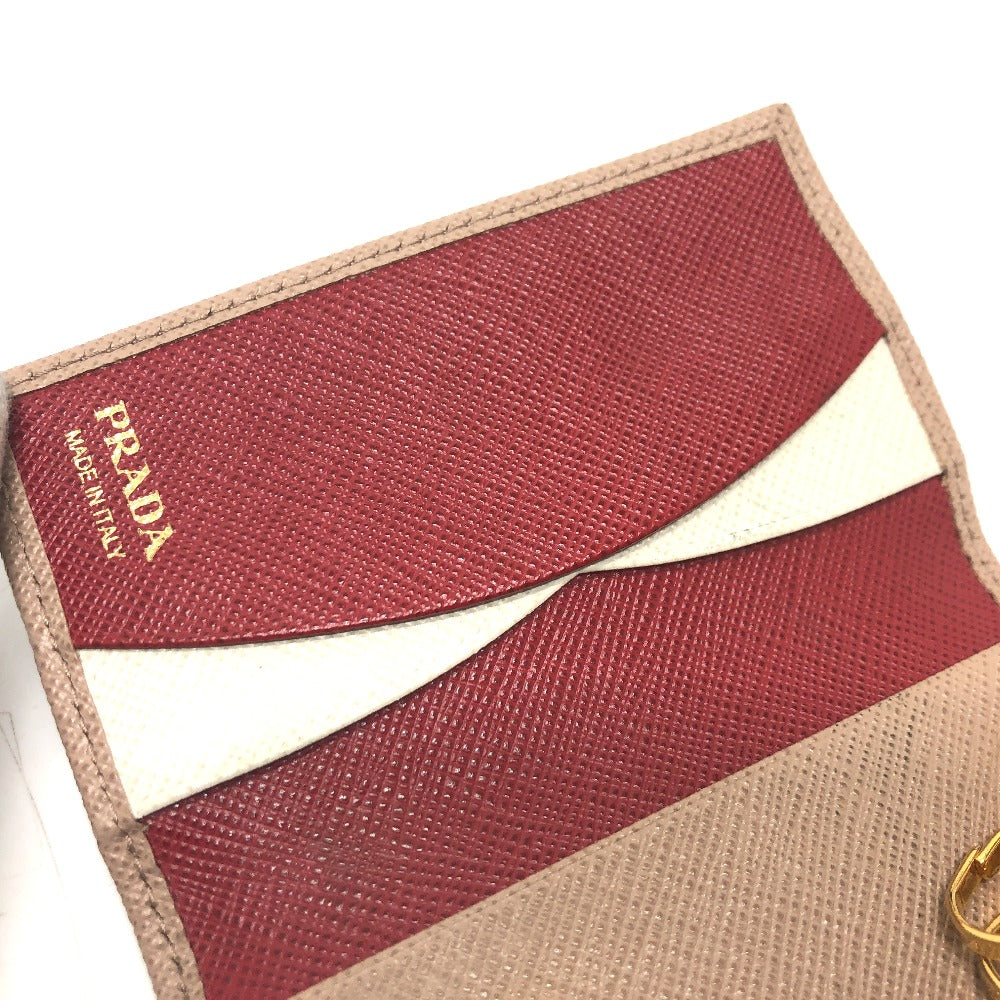 PRADA 1PG004 Logo 4-Ring Key Case in Saffiano Leather, Pink