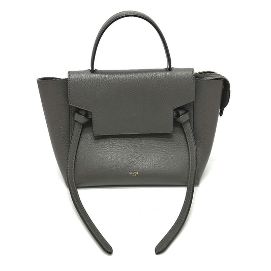 CELINE 189153 Logo Belt Bag Micro 2-Way Shoulder Bag/Handbag Leather Women's Gray
