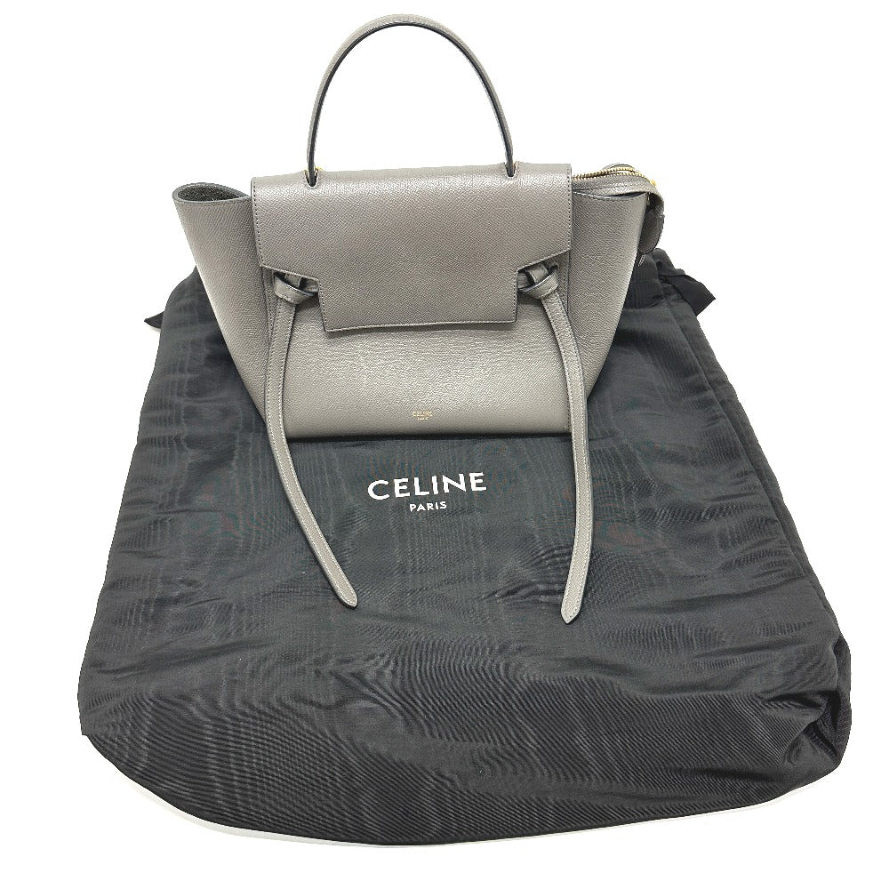 CELINE 189153 ロゴ ベルトバッグ マイクロ 2WAY ショルダーバッグ カバン ハンドバッグ レザー レディース グレー