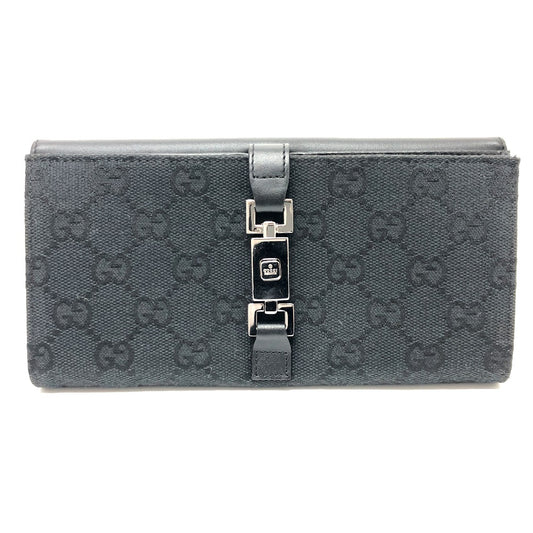 GUCCI 035.2184 GG Jackie Long Wallet, Bifold Wallet, GG Canvas, Women's, Black