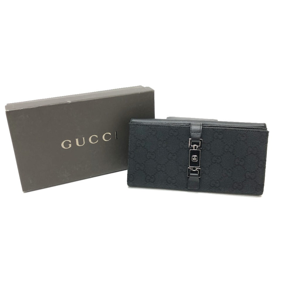 GUCCI 035.2184 GG Jackie Long Wallet, Bifold Wallet, GG Canvas, Women's, Black